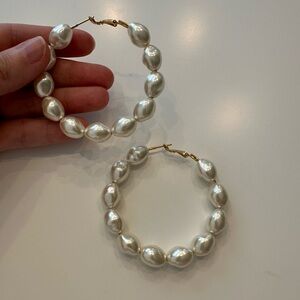 Elegant Pearl Hoop Earrings